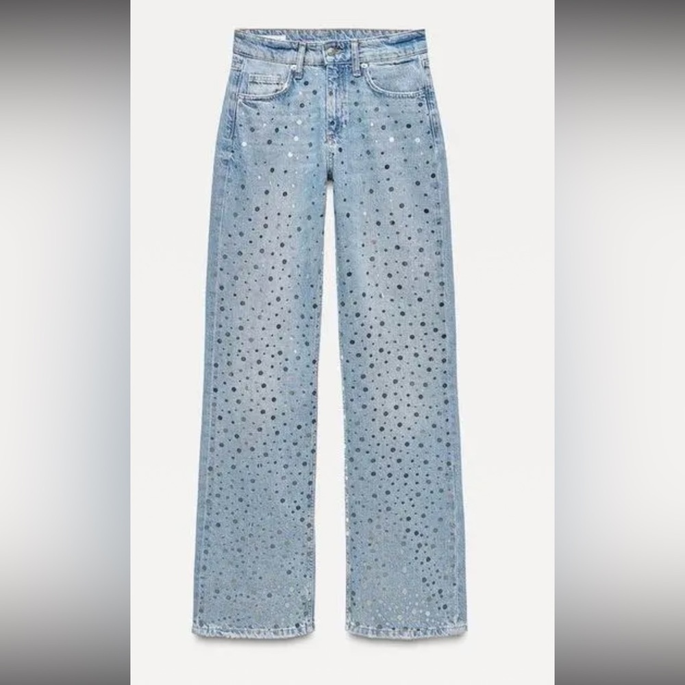 Zara TRF MID-RISE WIDE LEG MIRROR JEANS Women Size 4 NWOT RARE